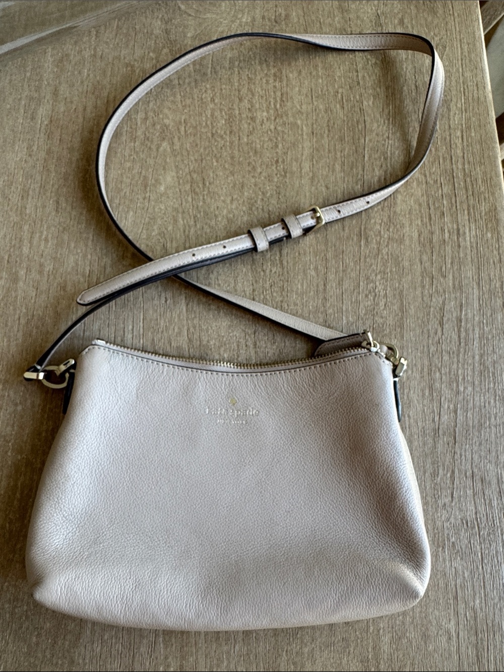 kate spade Pebbled Leather Crossbody in Light Taupe
